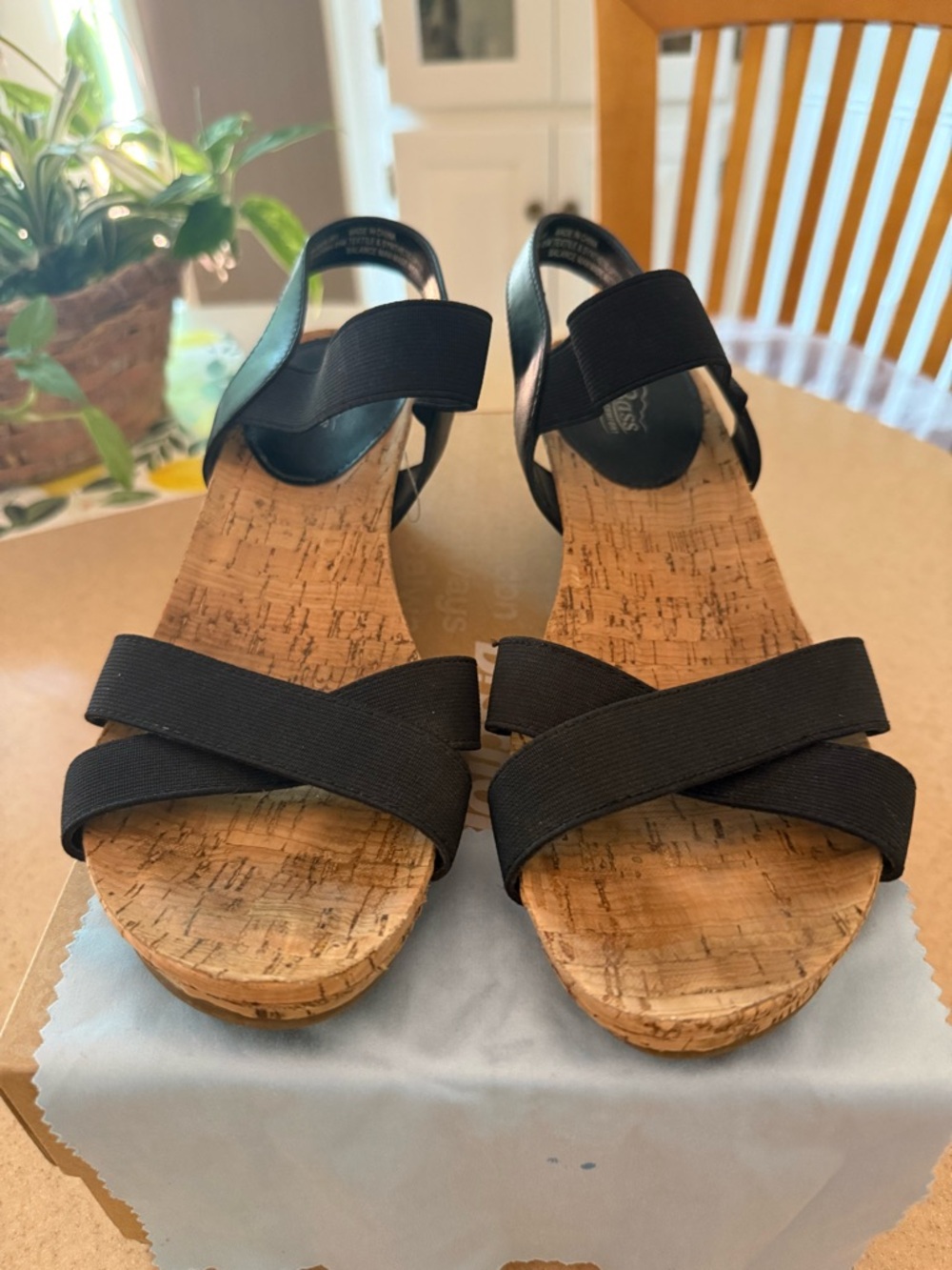 G.H. Bass & Co. Black Cork Wedge Sandals